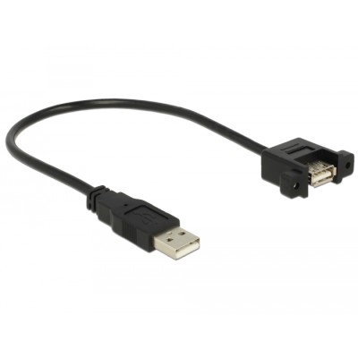Delock Cable USB 2.0 Type-A male > USB 2.0 Type-A female panel-mount 0.25 m 2