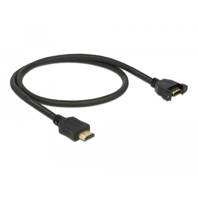 Delock Cable HDMI-A male > HDMI-A female panel-mount 4K 30 Hz 0.5 m 2