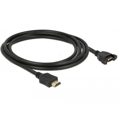 Delock Cable HDMI-A male > HDMI-A female panel-mount 4K 30 Hz 2 m 2