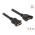 Delock Cable HDMI-A female > HDMI-A female panel-mount 4K 30 Hz 0.5 m