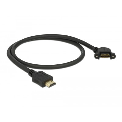 Delock Cable HDMI-A male > HDMI-A female panel-mount 110° angled 4K 30 Hz 0.5 m 2