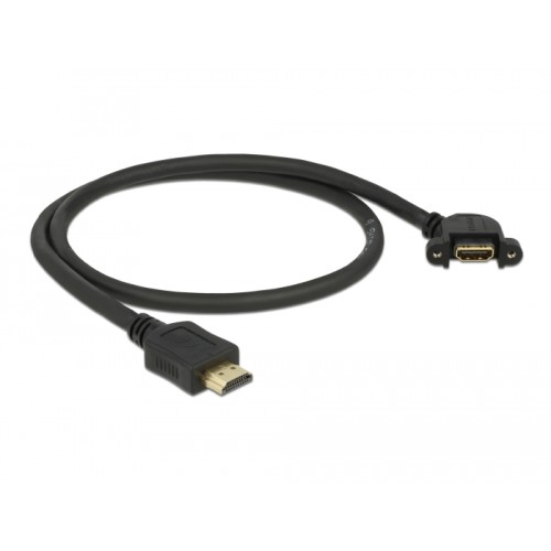 Delock Cable HDMI-A male > HDMI-A female panel-mount 110° angled 4K 30 Hz 0.5 m