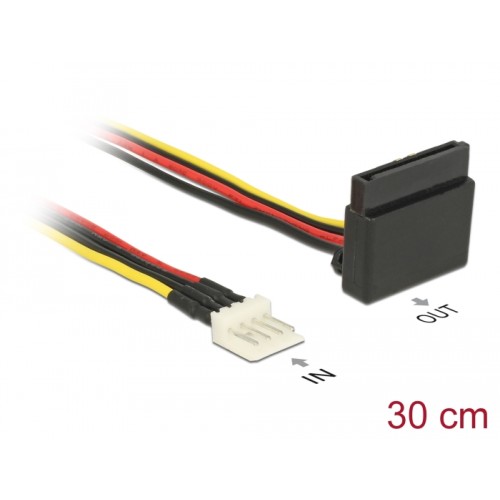 Delock Power Cable SATA 15 pin receptacle  4 pin floppy male metal 30 cm
