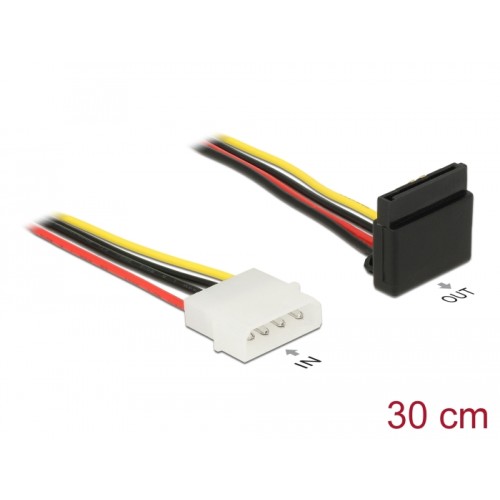 Delock Power Cable SATA 15 pin receptacle  4 pin Molex male metal 30 cm