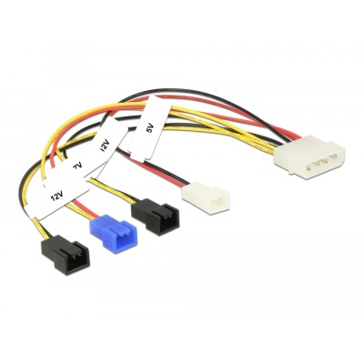 Delock Cable Power supply Molex 4 pin male > 4 x 2 pin fan (12 V / 7 V / 5 V) 20 cm 2