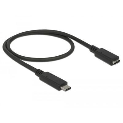 Delock Extension cable SuperSpeed USB (USB 3.1 Gen 1) USB Type-C™ male > female 3 A 0.5 m black 2