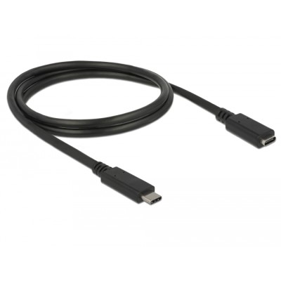 Delock Extension cable SuperSpeed USB (USB 3.1 Gen 1) USB Type-C™ male > female 3 A 1.0 m black 2