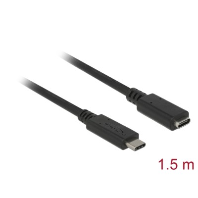 Delock Extension cable SuperSpeed USB (USB 3.1 Gen 1) USB Type-C™ male > female 3 A 1.5 m black