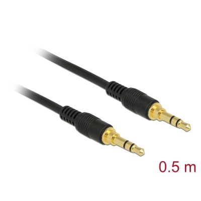 Delock Stereo Jack Cable 3.5 mm 3 pin male  male 0.5 m black