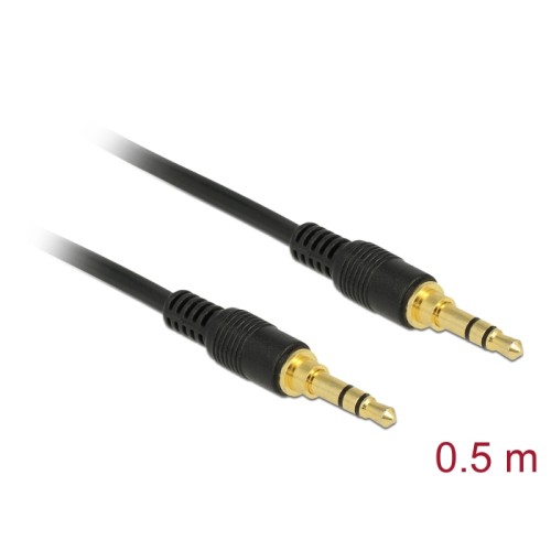 Delock Stereo Jack Cable 3.5 mm 3 pin male > male 0.5 m black
