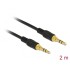 Delock Stereo Jack Cable 3.5 mm 3 pin male > male 2 m black
