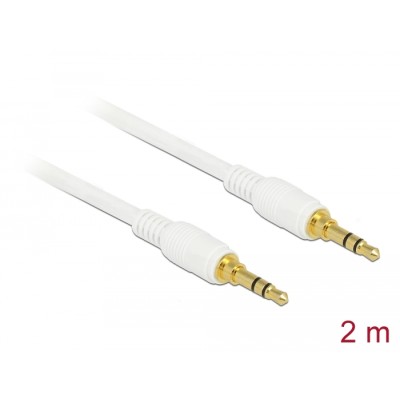 Delock Stereo Jack Cable 3.5 mm 3 pin male > male 2 m white