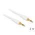 Delock Stereo Jack Cable 3.5 mm 3 pin male > male 2 m white