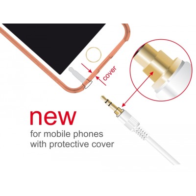 Delock Stereo Jack Cable 3.5 mm 3 pin male > male 2 m white 2