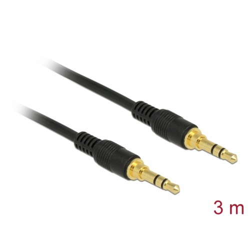Delock Stereo Jack Cable 3.5 mm 3 pin male > male 3 m black