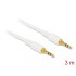 Delock Stereo Jack Cable 3.5 mm 3 pin male > male 3 m white