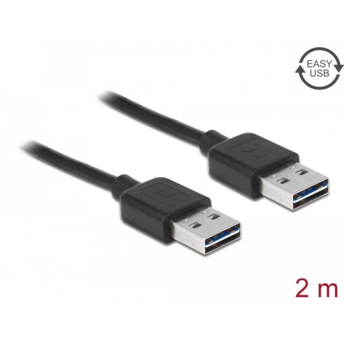 Delock Cable EASY-USB 2.0 Type-A male > EASY-USB 2.0 Type-A male 2 m black