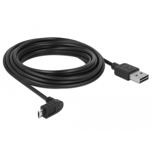 Delock Cable EASY-USB 2.0 Type-A male > EASY-USB 2.0 Type Micro-B male angled up / down 5 m black