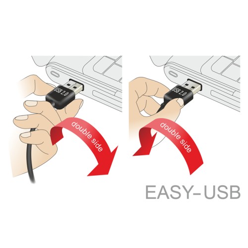 Delock Cable EASY-USB 2.0 Type-A male  EASY-USB 2.0 Type Micro-B male angled left / right 5 m black