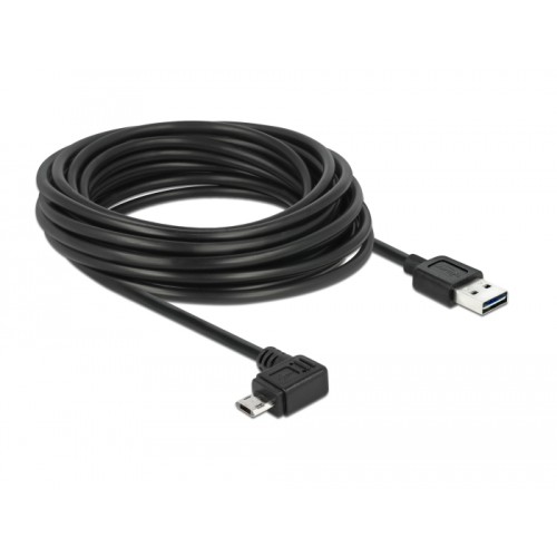 Delock Cable EASY-USB 2.0 Type-A male  EASY-USB 2.0 Type Micro-B male angled left / right 5 m black
