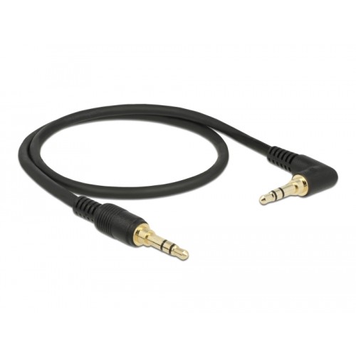 Delock Stereo Jack Cable 3.5 mm 3 pin male > male angled 0.5 m black