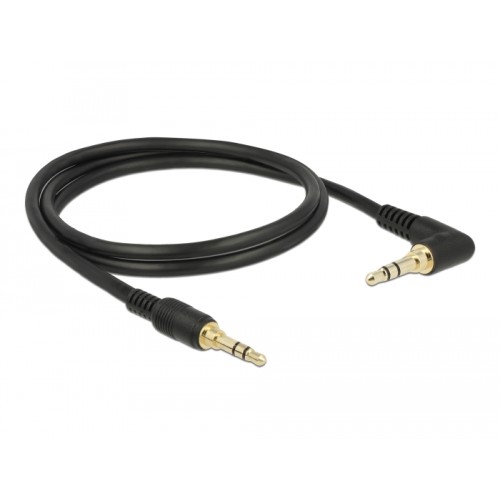 Delock Stereo Jack Cable 3.5 mm 3 pin male  male angled 1 m black