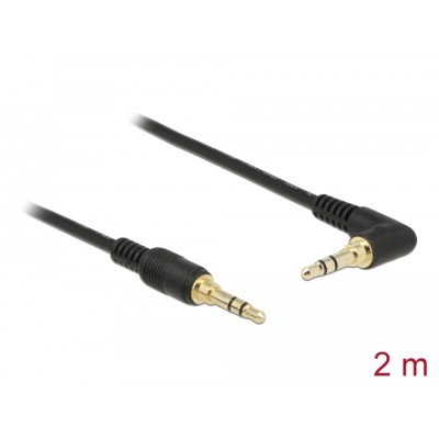 Delock Stereo Jack Cable 3.5 mm 3 pin male  male angled 2 m black