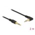 Delock Stereo Jack Cable 3.5 mm 3 pin male  male angled 2 m black