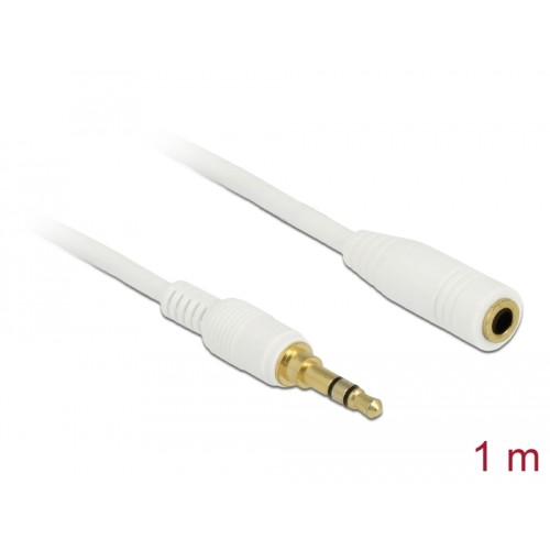 Delock Stereo Jack Extension Cable 3.5 mm 3 pin male to female 1 m white