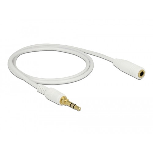 Delock Stereo Jack Extension Cable 3.5 mm 3 pin male to female 1 m white