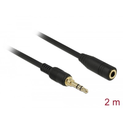 Delock Stereo Jack Extension Cable 3.5 mm 3 pin male to female 2 m black