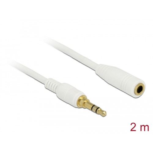Delock Stereo Jack Extension Cable 3.5 mm 3 pin male to female 2 m white