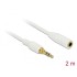 Delock Stereo Jack Extension Cable 3.5 mm 3 pin male to female 2 m white