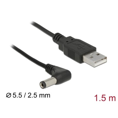 Delock USB Power Cable to DC 5.5 x 2.5 mm male 90° 1.5 m