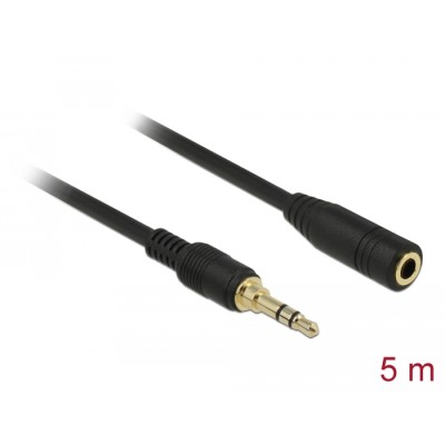 Delock Stereo Jack Extension Cable 3.5 mm 3 pin male to female 5 m black