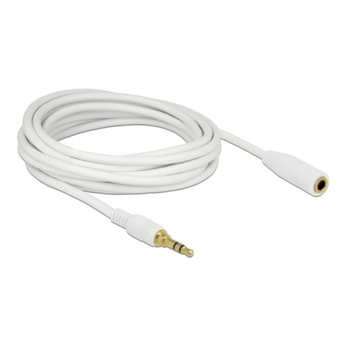 Delock Stereo Jack Extension Cable 3.5 mm 3 pin male to female 5 m white
