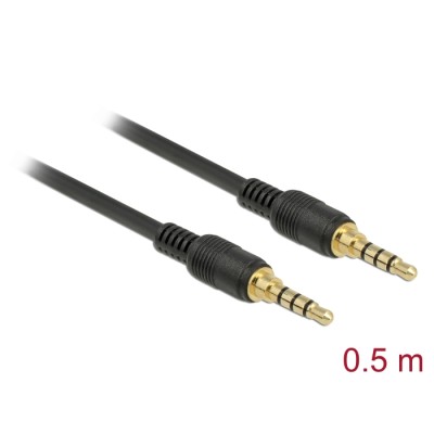 Delock Stereo Jack Cable 3.5 mm 4 pin male > male 0.5 m black
