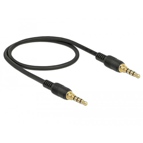 Delock Stereo Jack Cable 3.5 mm 4 pin male  male 0.5 m black