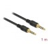 Delock Stereo Jack Cable 3.5 mm 4 pin male  male 1 m black