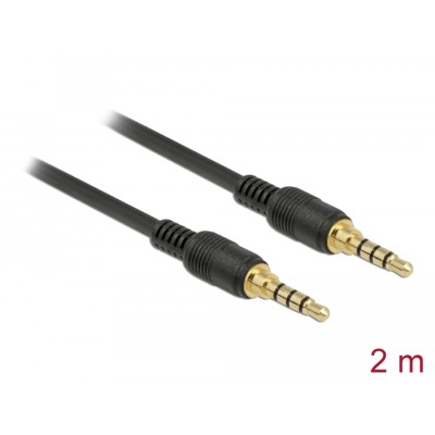 Delock Klinkenkabel 3,5 mm 4 Pin Stecker > Stecker 2 m schwarz