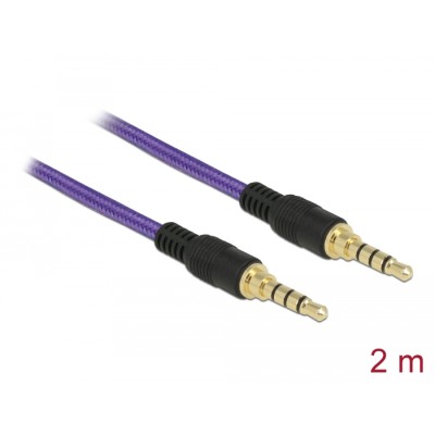 Delock Klinkenkabel 3,5 mm 4 Pin Stecker  Stecker 2 m violett