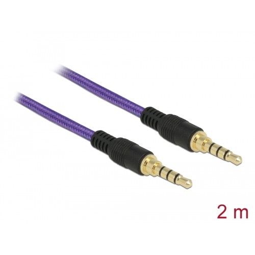 Delock Klinkenkabel 3,5 mm 4 Pin Stecker > Stecker 2 m violett
