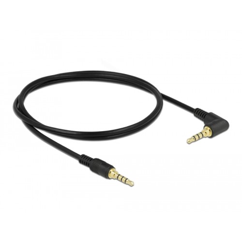 Delock Stereo Jack Cable 3.5 mm 4 pin male  male angled 1 m black