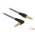 Delock Stereo Jack Cable 3.5 mm 4 pin male > male angled 1 m purple