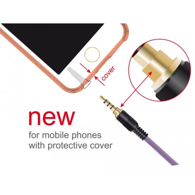 Delock Stereo Jack Cable 3.5 mm 4 pin male  male angled 1 m purple 2