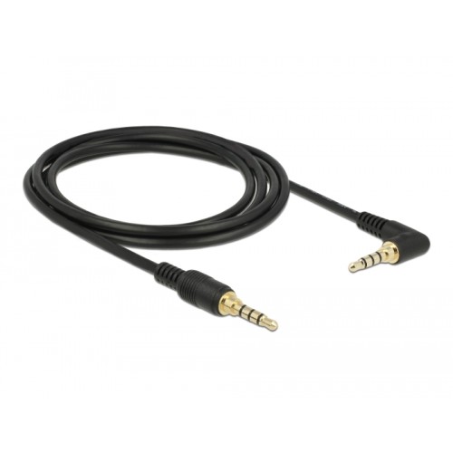 Delock Stereo Jack Cable 3.5 mm 4 pin male  male angled 2 m black