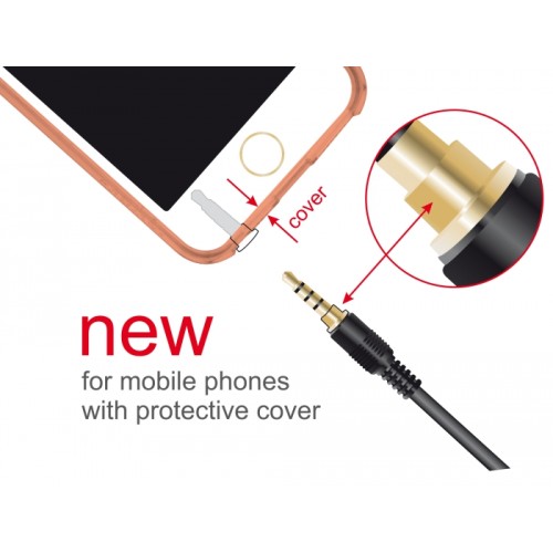 Delock Stereo Jack Cable 3.5 mm 4 pin male > male angled 3 m black
