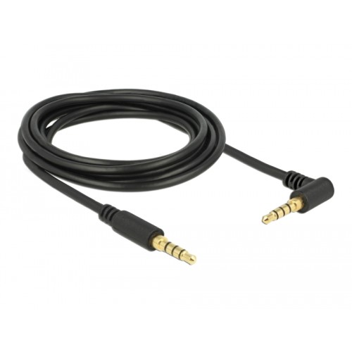 Delock Stereo Jack Cable 3.5 mm 4 pin male > male angled 3 m black