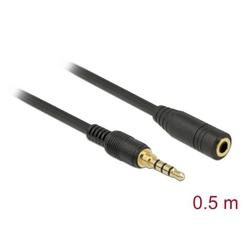 Delock Stereo Jack Extension Cable 3.5 mm 4 pin male to female 0.5 m black