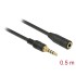 Delock Stereo Jack Extension Cable 3.5 mm 4 pin male to female 0.5 m black